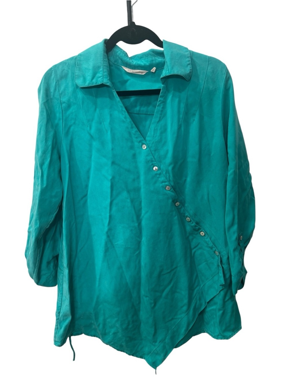 Soft Surroundings Washed TENCEL Tunic in light green color womens size L